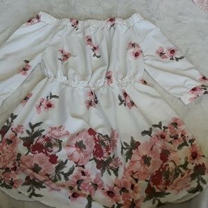 Floral long sleeve off-the-shoulder mini dress